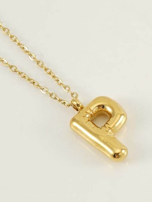 Letter P [Gold] Titanium Steel Letter Necklace With 26 letters